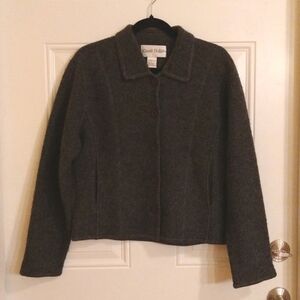 David Hollis Women's Bolero Jacket Size Small Boiled 100 percent Wool Grey Vin